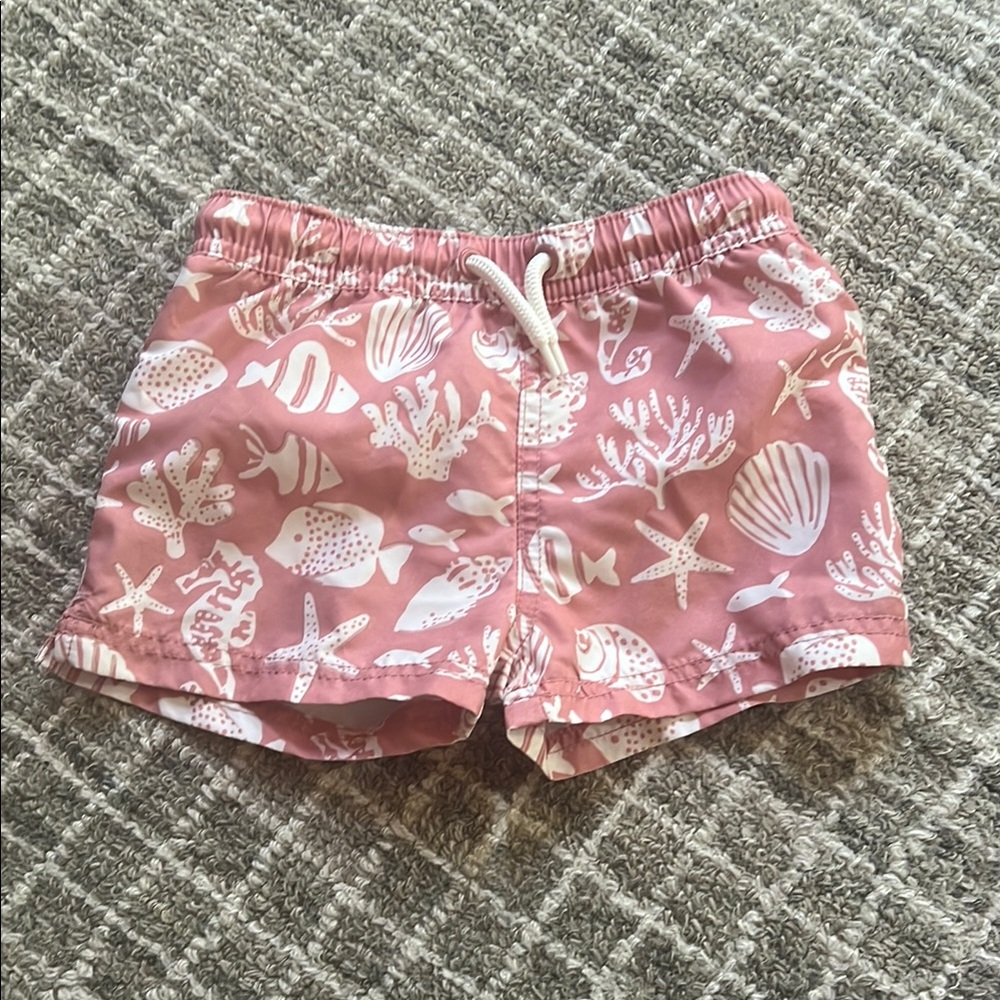 Kids Pink Seashell Swim Trunks